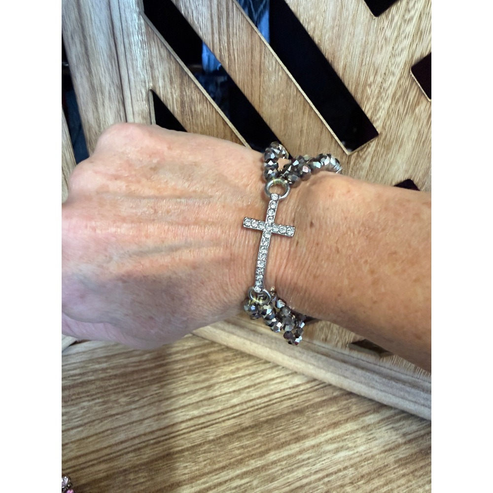 Rhinestone Cross Bracelet‎ • Multi-Strand • Costume Jewelry